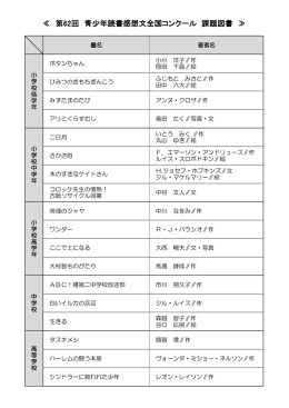 ≪ 第62回 青少年読書感想文全国コンクール 課題図書 ≫