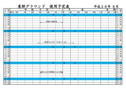 東部グラウンド 使用予定表 平成28年 8月