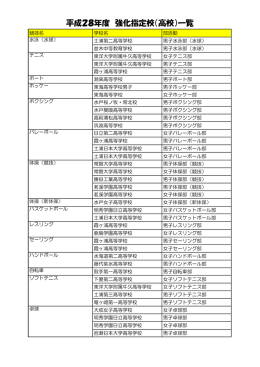 茨城国体に向けた強化指定校一覧