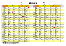 8月食堂メニュー