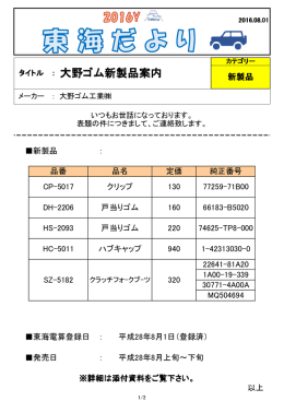 タイトル ： 大野ゴム新製品案内