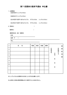 第71回国体大阪府予選会 申込書