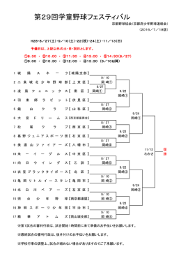 16野球協会 野球フェスティバルトーナメント表（7／18版）