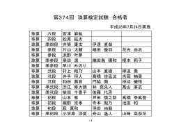 第374回 珠算検定試験 合格者