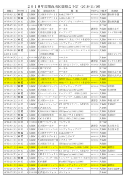 2016年度関西地区競技会予定（2016/11/16)
