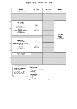 日程表 2日目 2016年8月21日（日）