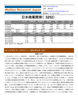 日本商業開発（3252） - 株式会社ウォールデンリサーチジャパン