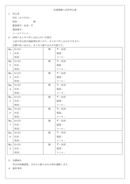 松連協個人会員申込書 1．申込者 氏名（ふりがな）： 性別： 期： 郵便番号