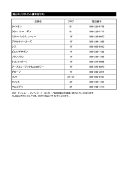 岡山ロッツポイント優待店リスト 店舗名 フロア 電話番号 ライトオン B1