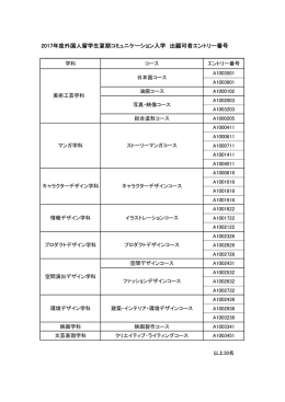 2017年度外国人留学生夏期コミュニケーション入学 出願可者エントリー