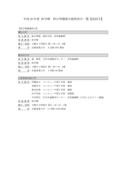 平成 28 年度 秋学期 科目等履修生提供科目一覧