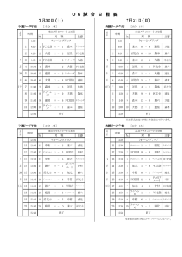 U 9 試 合 日 程 表 7月30日（土） 7月31日（日）