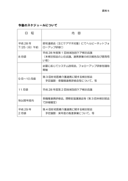 今後のスケジュールについて 日 程 内 容