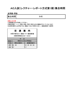 AO入試（レクチャー・レポート方式第1期）集合時間