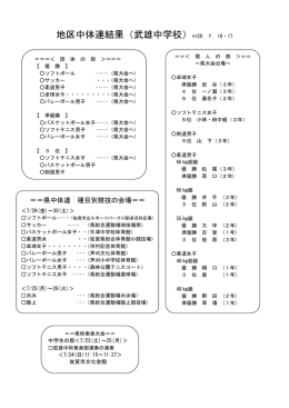 地区中体連結果（武雄中学校）H28．7．16・17