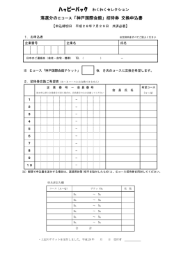 落選分のEコース「神戸国際会館」招待券 交換申込書