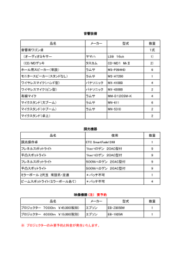 品名 メーカー 型式 数量 音響用ワゴン卓 1式 （オーディオミキサー ヤマハ