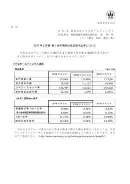 2017 年 3 月期 第 1 四半期末の自己資本比率について