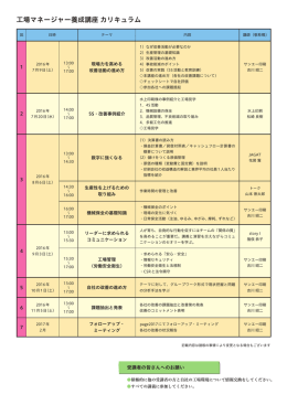 工場マネージャー養成講座 カリキュラム