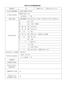 周南市空き家情報登録台帳 登録番号 62 登録年月日 平成 28 年 8 月 2