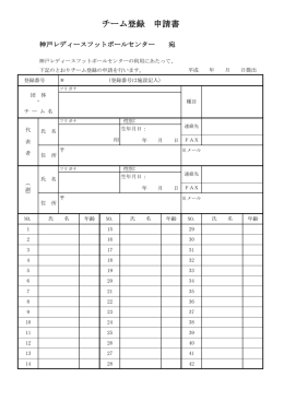 チーム登録 申請書