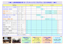 山梨学院短期大学 オープンキャンパス プログラム（2016年8月）