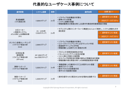代表的なユーザケース事例について