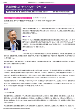 血栓塞栓性イベント発症率の地域差―J-RHYTHM Registryより