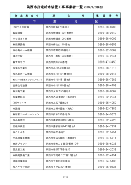 筑西市指定給水装置工事事業者一覧（2016/7/21現在）