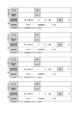 氏 名 所住 電話番号 E-mail 保育園職場 経験の有無 年齢 歳 資格有無