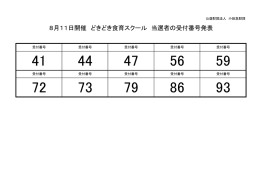 8月11日開催 どきどき食育スクール 当選者の受付番号発表