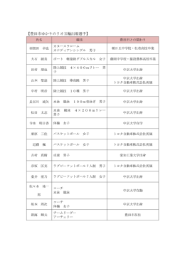 豊田市ゆかりのリオ五輪出場選手 （PDF 100.8KB）