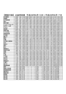【棚倉方面】 お盆時刻表 平成28年8月10日～平成28年8月17日