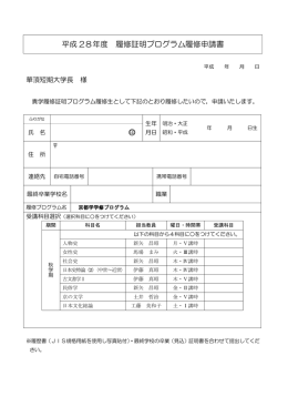 平成 28年度 履修証明プログラム履修申請書 印