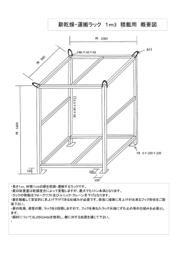 薪乾燥・運搬ラック 1m3 積載用 概要図