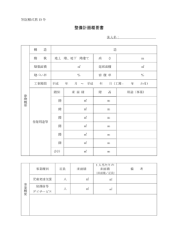別記様式第15号 整備計画概要書PDF（PDF:45 KB）