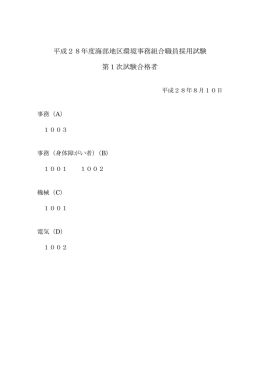 平成28年度海部地区環境事務組合職員採用試験 第1次試験合格者