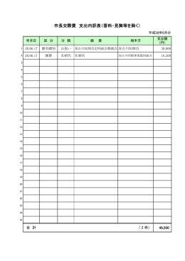 市長交際費 支出内訳表（香料・見舞等を除く）