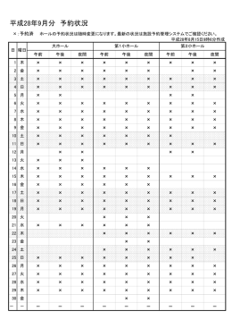 平成28年9月分 予約状況