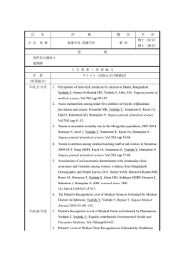 氏 名 所 属 職 位 学 位 吉 田 佳 督 看護学部 看護学科 教 授 博士（医学