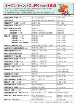 オープンキャンパスに行くときの注意点