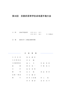 夏期大会 - 京都府高体連卓球専門部