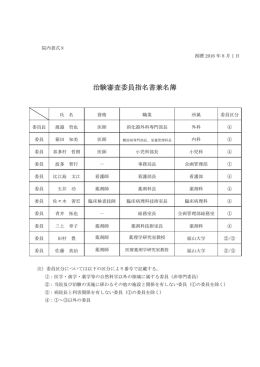 治験審査委員指名書兼名簿