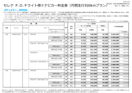 セレナ P.O.Pライト得々ナビカー料  表（  間    500kmプラン）