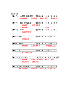 ホテル 山形屋（熱塩温泉） 電話0241－36－2288 ・平工業高校 ・安達