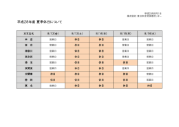 平 成 平 成 平 成 平 成 2 8 2 8 2 8 2 8 年 度 夏 季 休 日 年 度 夏 季 休