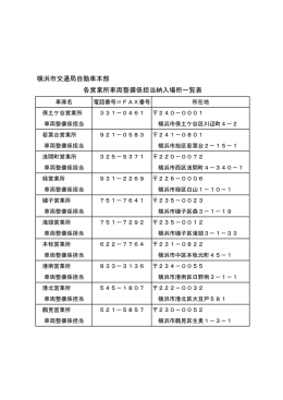 横浜市交通局自動車本部 各営業所車両整備係担当納入場所一覧表