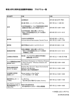 帝京大学50周年記念国際学術集会 プログラム一覧