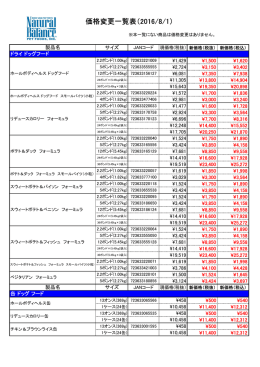 価格変更一覧はこちらから（PDF）