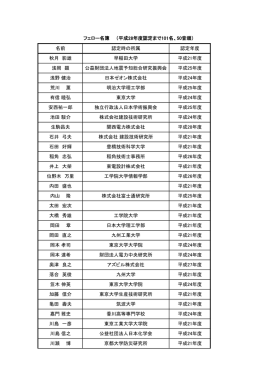 名前 認定時の所属 認定年度 秋月 影雄 早稲田大学 平成21年度 浅岡